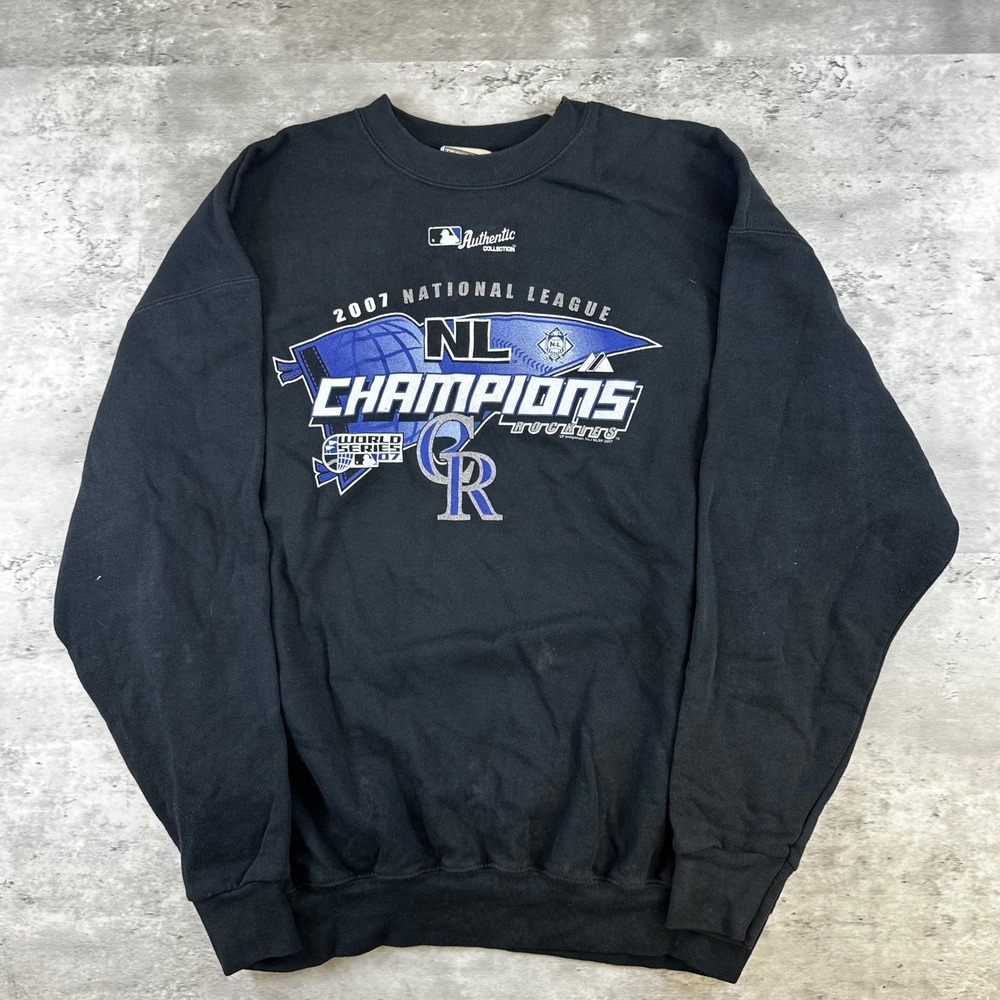 Vintage‎ Lee Colorado Rockies 2007 NL Champions Sweatshirt Black Mens XL MLB